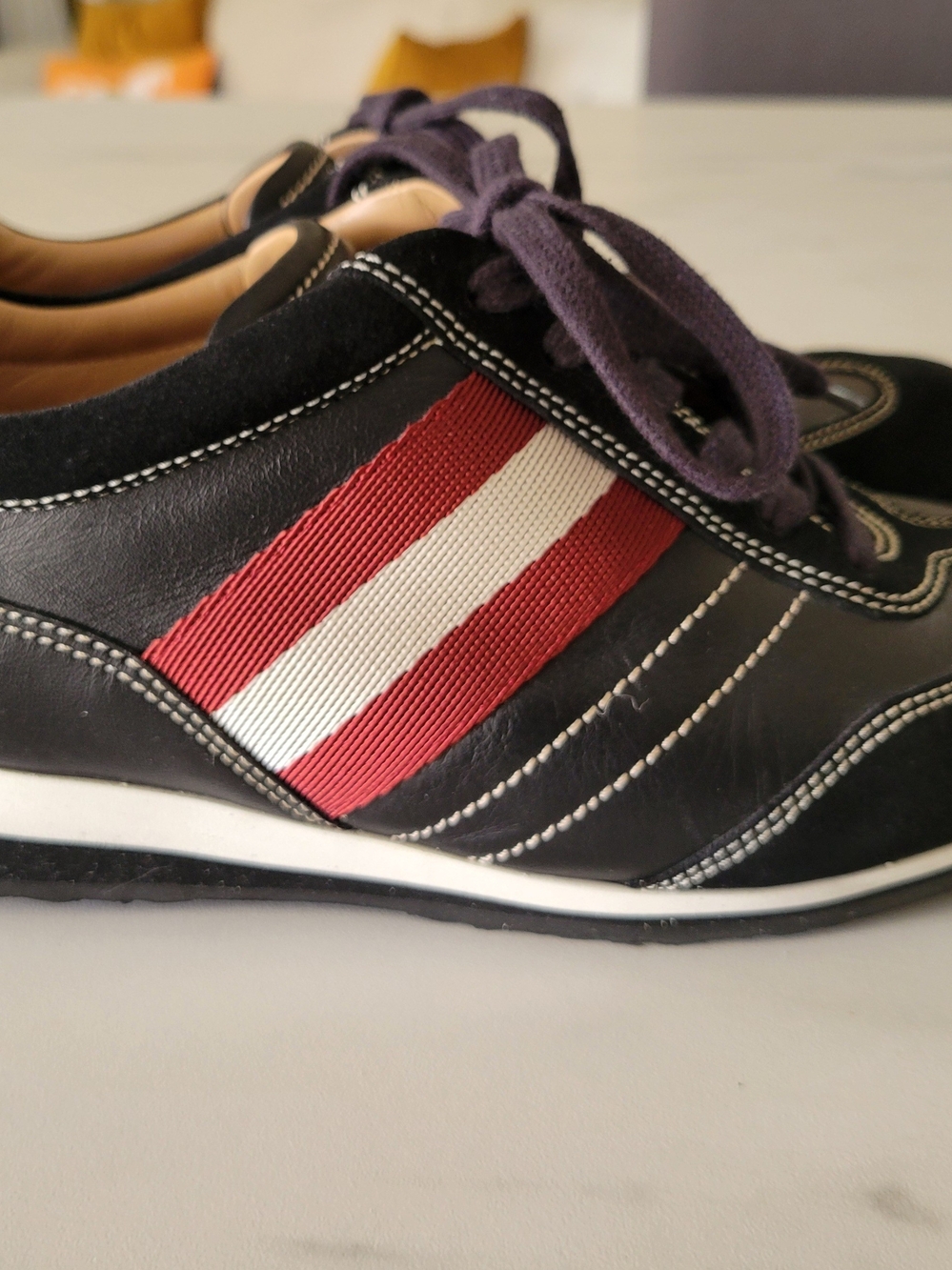 Bally Alexane Black Leather Suede Low-Top Sneakers EU 37.5 US 7 Womens Excellent - Picture 2 of 15